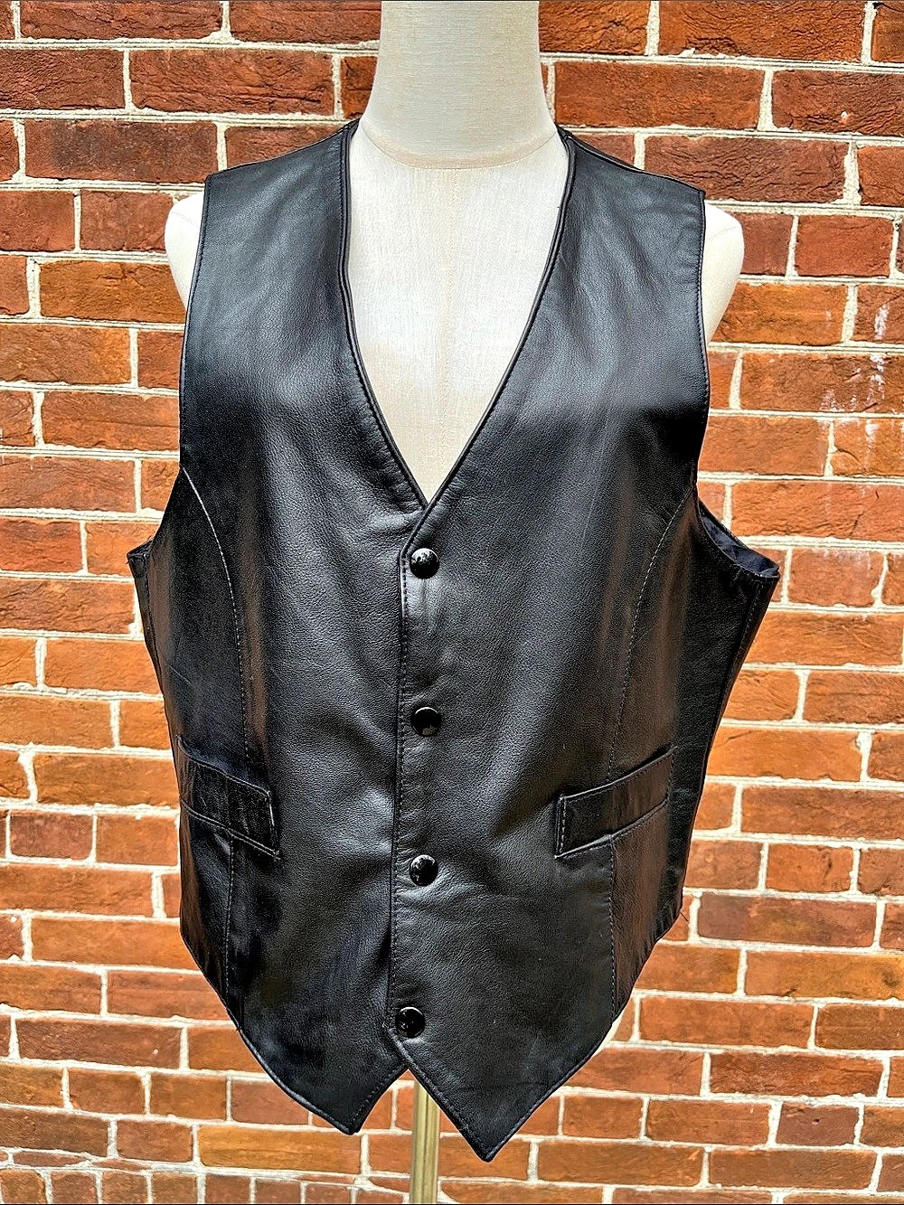 Vintage Black Leather Vest